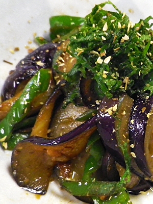 茄子ピーマンの山椒味噌炒め